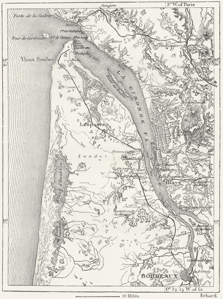 FRANCE. Estuary of Gironde, sketch map c1885 old antique plan chart